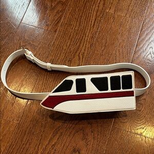 White and Red Monorail Belt Bag